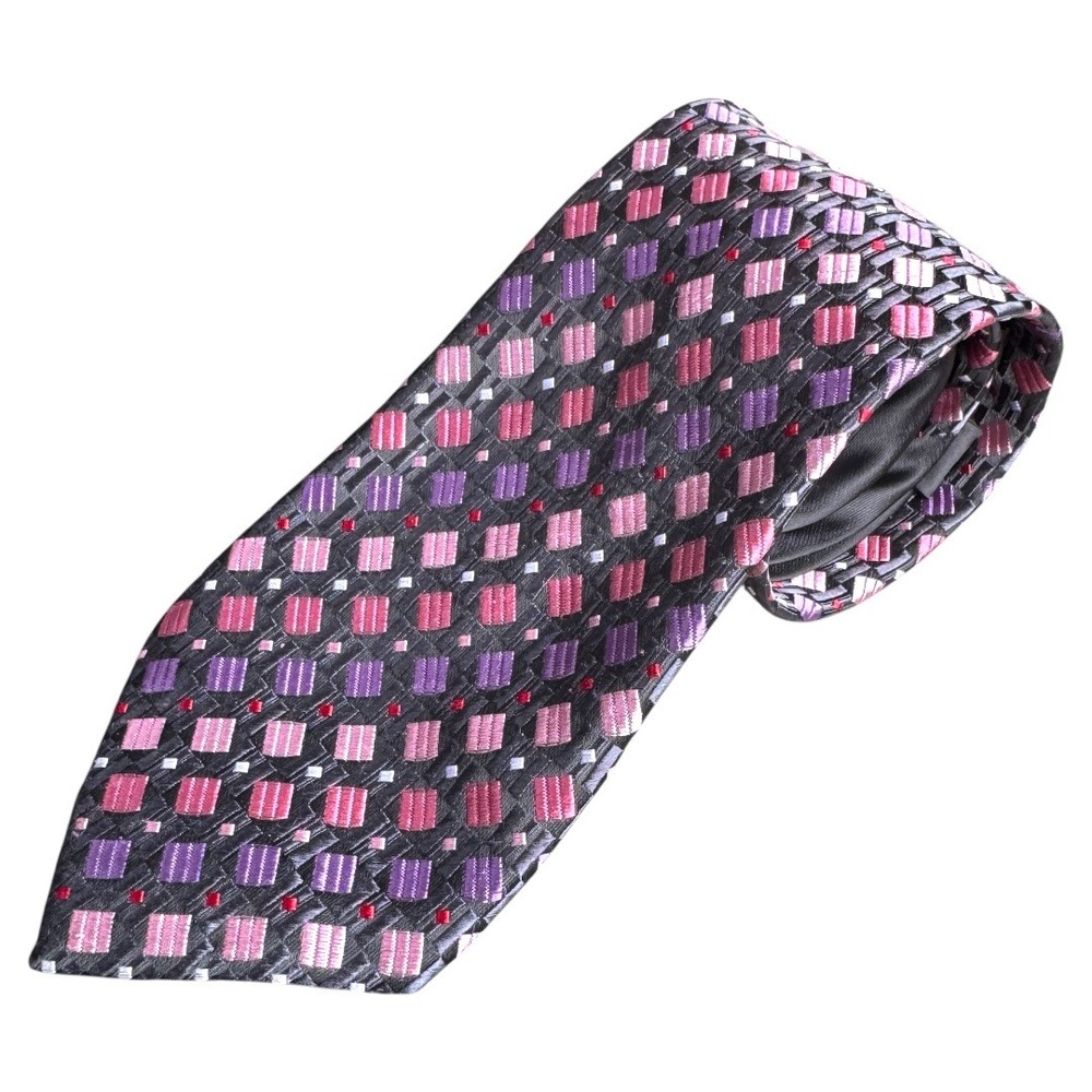 Giorgio Armani Necktie Pink‎ Purple Geometric Made in Italy Menswear